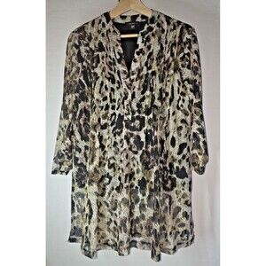 Cocomo Leopard Print Sheer Blouse w/Black Lining Size Large